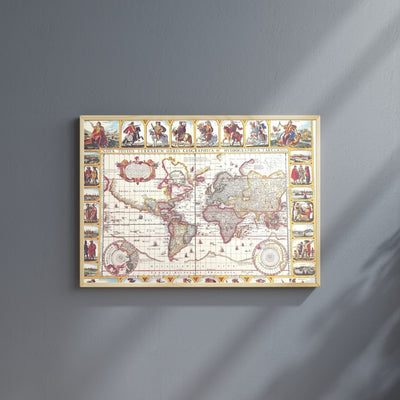 Historical World Map Piscator 1652 - dimensions 56 x 45 cm - M1652