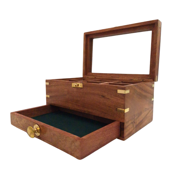 Large Wooden Jewelry Box – Organizer with Mirror - DNU-022
