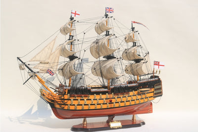 Assembled 80cm HMS Victory sailing ship model with the option of personalization by engraving - Exclusive gift decoration, handmade from exotic wood, high quality and attention to detail