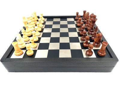 Wood and Metal Chess Set 33x33cm - G334B