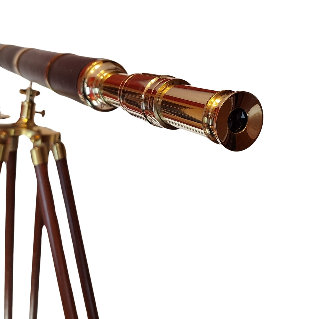 Large decorative telescope on wooden tripod – TWSS
