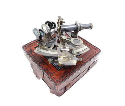 Brass Sextant in a Leather Box - NC1514B