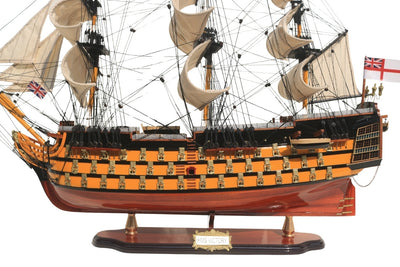 Assembled 80cm HMS Victory sailing ship model with the option of personalization by engraving - Exclusive gift decoration, handmade from exotic wood, high quality and attention to detail