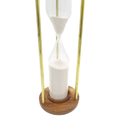 Brass and Wooden 30-Minute Hourglass with Engraving Personalization Option – an Elegant Gift for Any Occasion, Height 30.5 cm, White Sand, Classic Materials