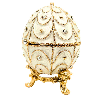 Exclusive Metal Fabergé Egg Trinket Box with Crystals - B0748-17WH