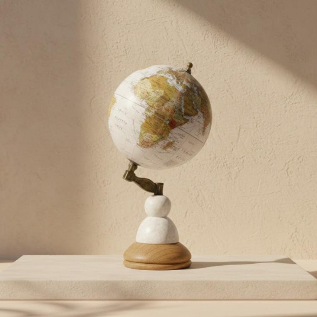 Voyager Decorative Globe on a Marble and Wooden Base – GLB-108