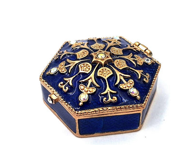 Richly Decorated Metal Gift Box with Crystals - B0035-08BL