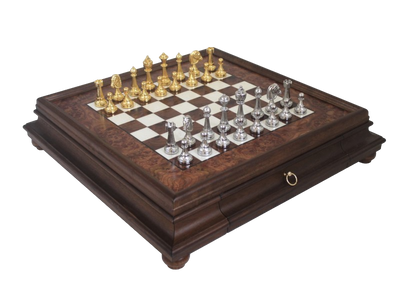 Large Exclusive Italfama Chess Set Made of Gold-Plated Metal 53x53 cm – N137