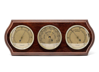 Fischer weather station - barometer hygrometer thermometer - brass wood - 9176-22