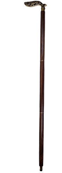 Folding Wooden Walking Stick with a richly decorated handle - DNU-014A