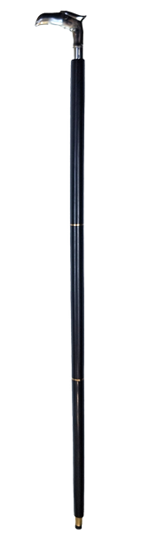 Foldable Wooden Cane with Eagle Head - Elegant Gift with Personalized Engraving Option, Length 91.5 cm, Black with Silver and Brass Handle
