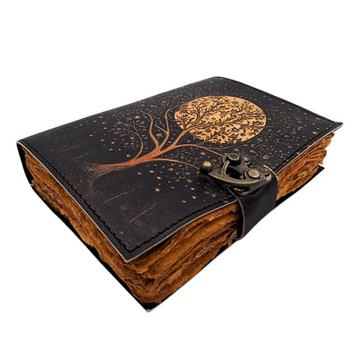 Vintage Retro Leather Notebook Tree and Moon 200 Pages – AH08