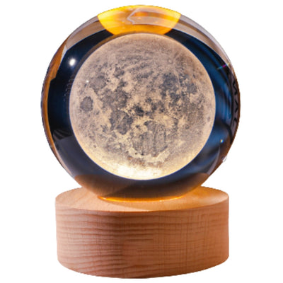 3D Glass Moon Sphere - LED USB Night Light - Desk Gadget
 - KKS