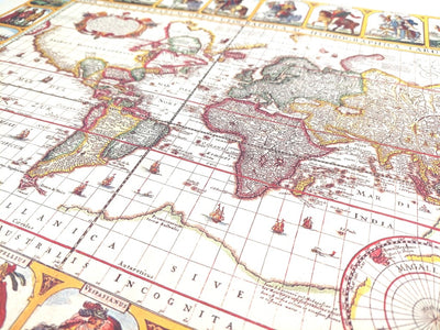 Historical World Map Piscator 1652 - dimensions 56 x 45 cm - M1652