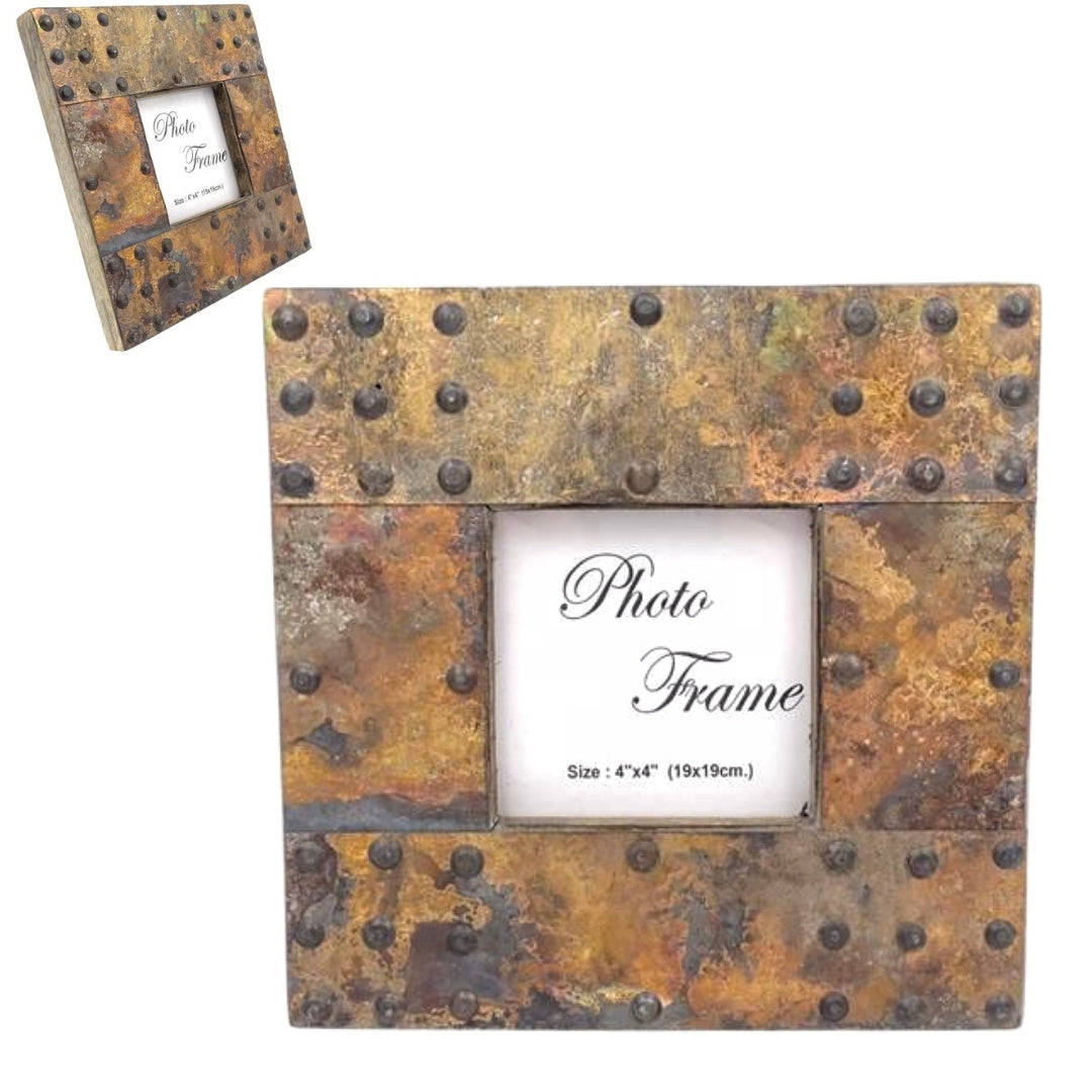 Wooden Photo Frame Covered with Metal Sheet - A-1106 - photo size 10x10cm