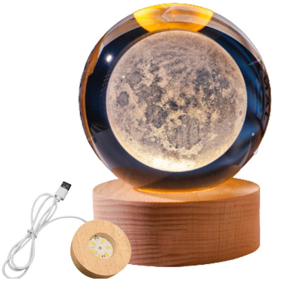 3D Glass Moon Sphere - LED USB Night Light - Desk Gadget
 - KKS