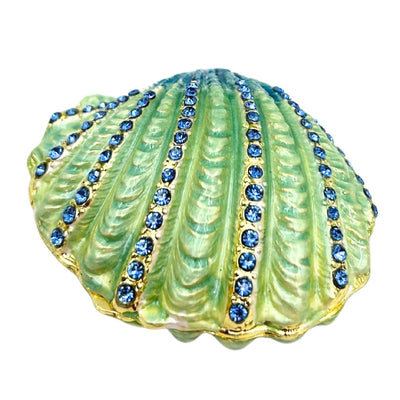 Small Jewelry Trinket Box Decorated with Crystals – Seashell – HX068