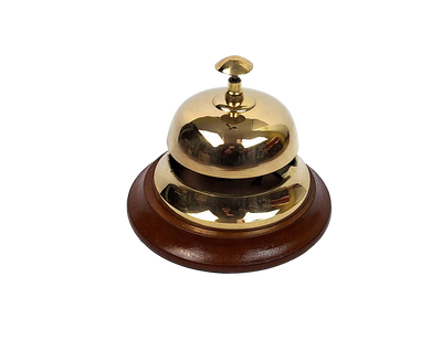 Brass hotel gong on a wooden base - TB27/4