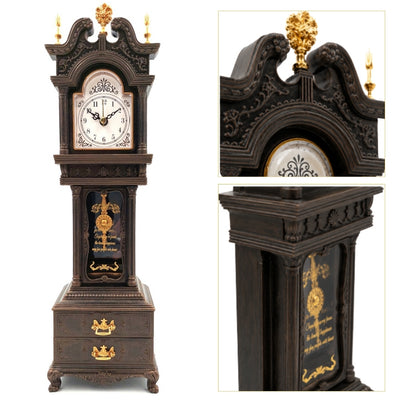 Retro Grandfather Clock Mantel Music Box with Drawers - 24105