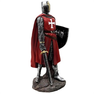 30 cm Polyresin Crusader Knight Figurine, Personalizable with Engraving