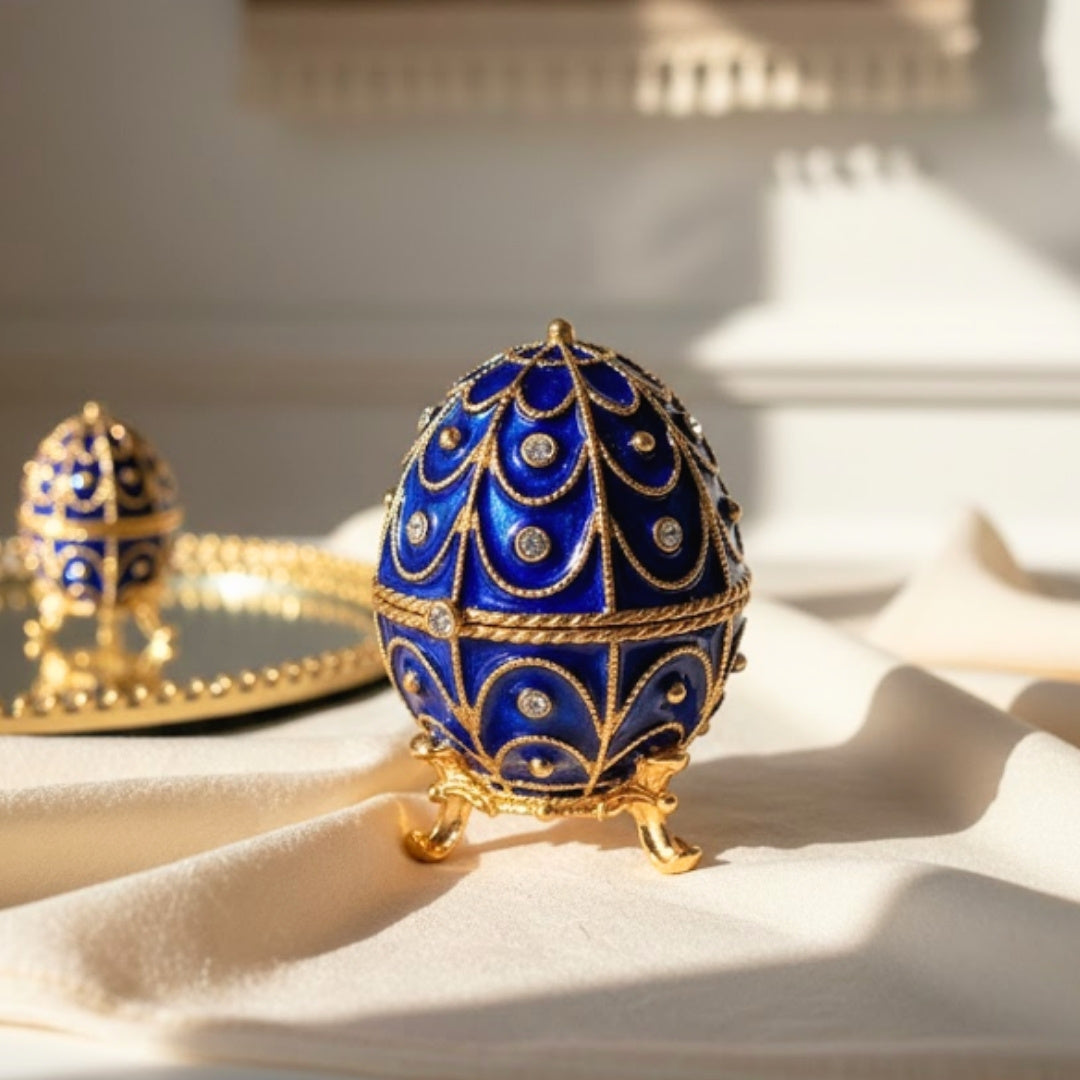 Exclusive Metal Casket with Crystals - Fabergé Egg - B0748-17 BL