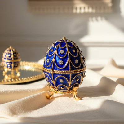 Exclusive Metal Casket with Crystals - Fabergé Egg - B0748-17 BL