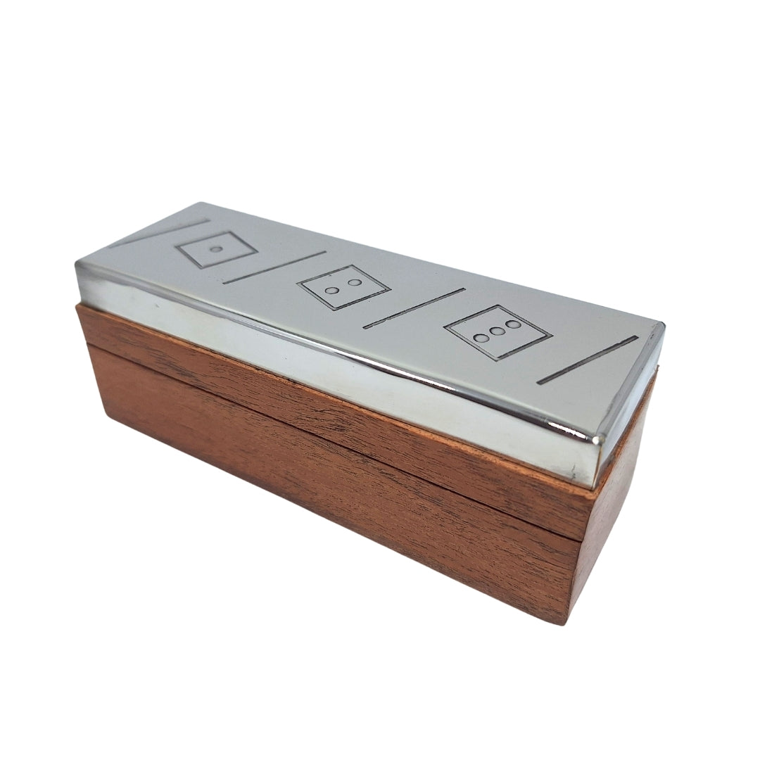 Dice Game in a Wooden Box with a Metal Top - G1117