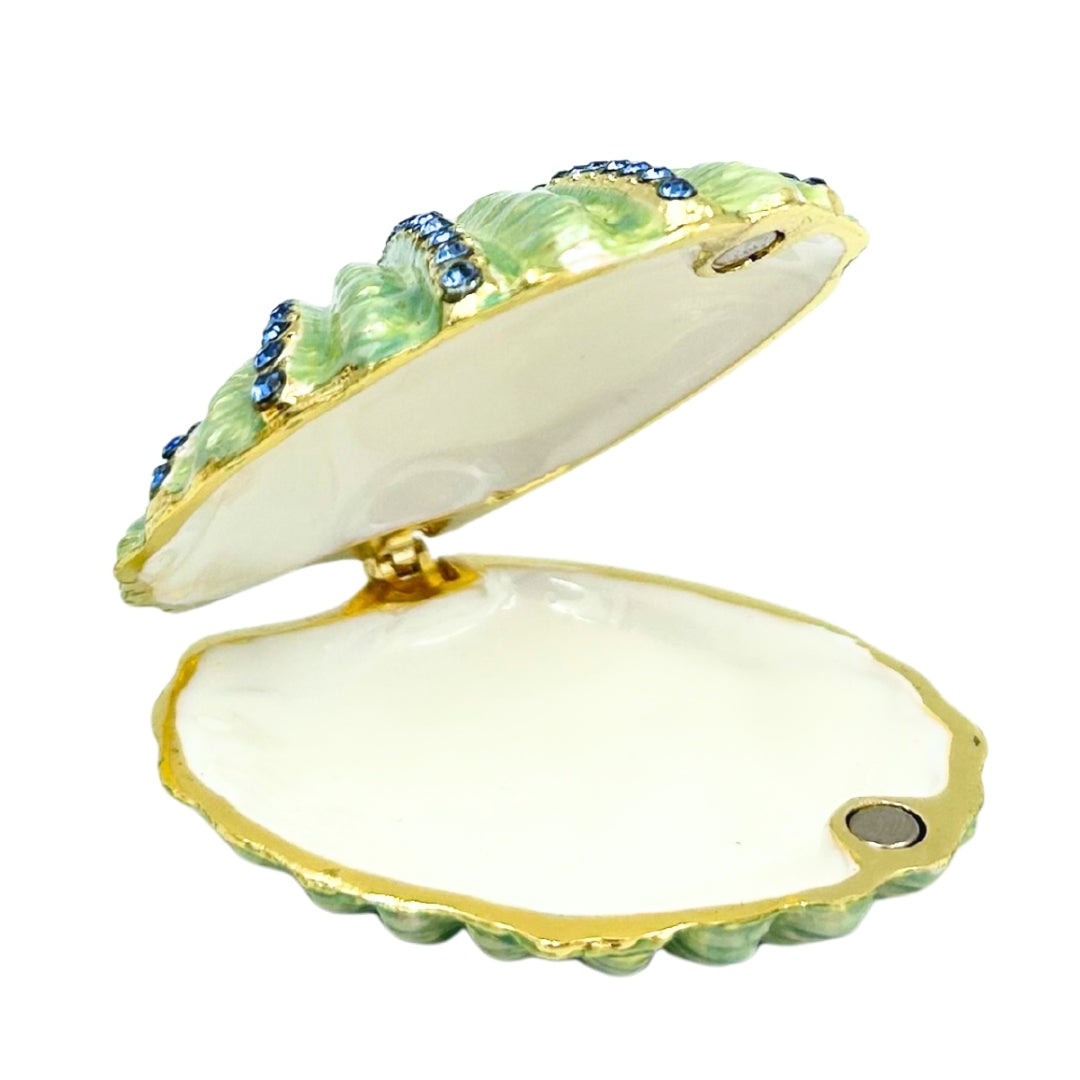 Small Jewelry Trinket Box Decorated with Crystals – Seashell – HX068
