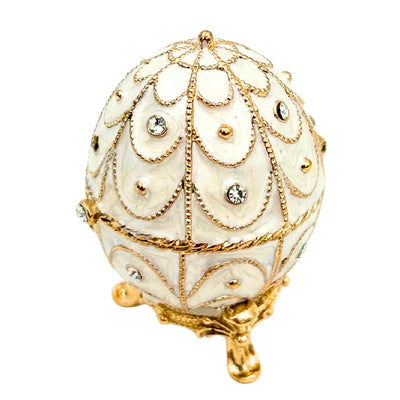 Exclusive Metal Fabergé Egg Trinket Box with Crystals - B0748-17WH