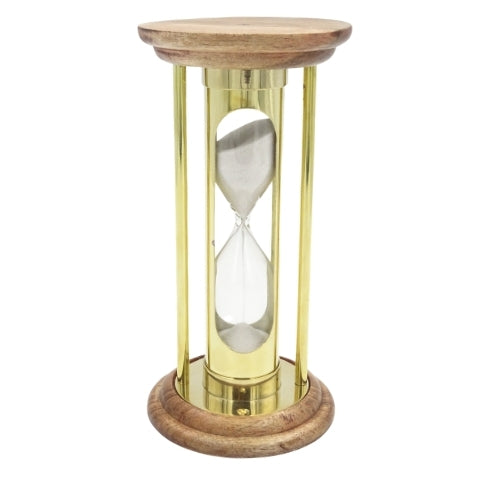 Brass and Wooden Hourglass 5 min Retro Style - NC3031