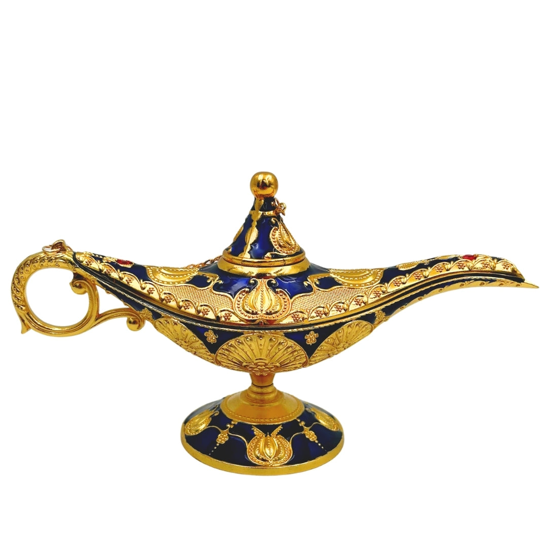 Alladin's Lamp LABB with metal decorations in gold color, dark navy blue, 22 x 7 x 11 cm