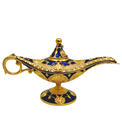 Alladin's Lamp LABB with metal decorations in gold color, dark navy blue, 22 x 7 x 11 cm