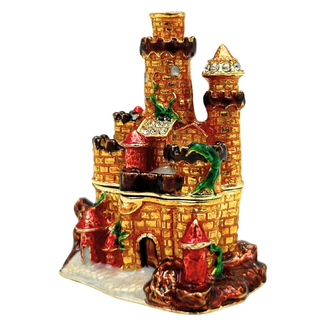 Small Jewelry Trinket Box Decorated with Crystals – Castle – HX580