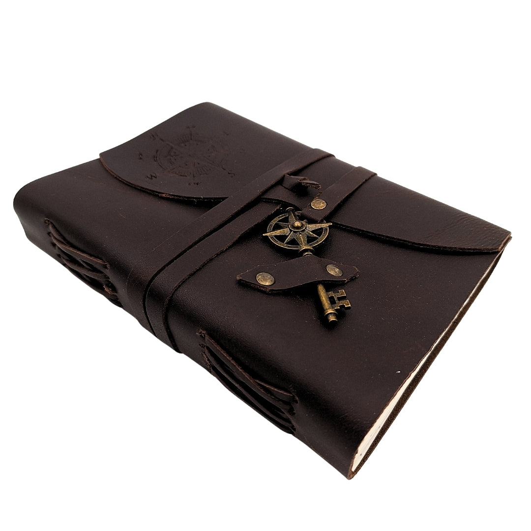 Retro Leather Notebook with Compass Rose 200 Pages - Gift for a Sailor - AH03