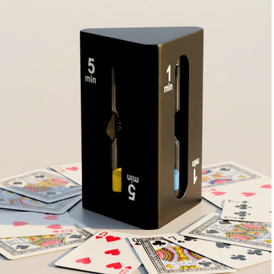 1-3-5 Minute Three-Sided Black Hourglass - Ideal for Board Games - STW6
