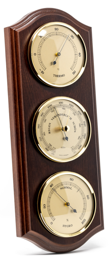 Fischer weather station - barometer hygrometer thermometer - brass wood - 9176-22