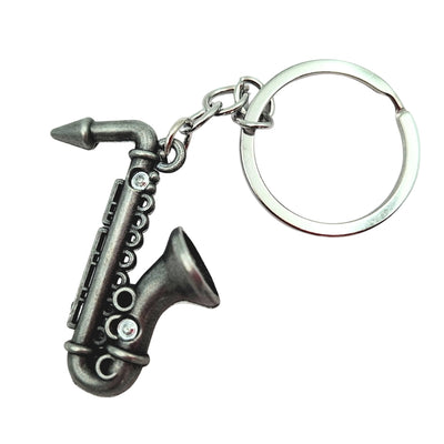 Metal Saxophone Keychain in Silver Color