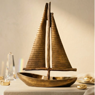 Gold Aluminum Yacht Model, Height 38cm - N-3670