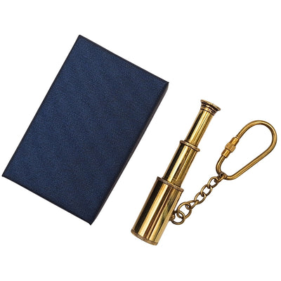 Brass Spyglass Keychain in an Elegant Box – Retro Nautical Gift – KEY-0016A