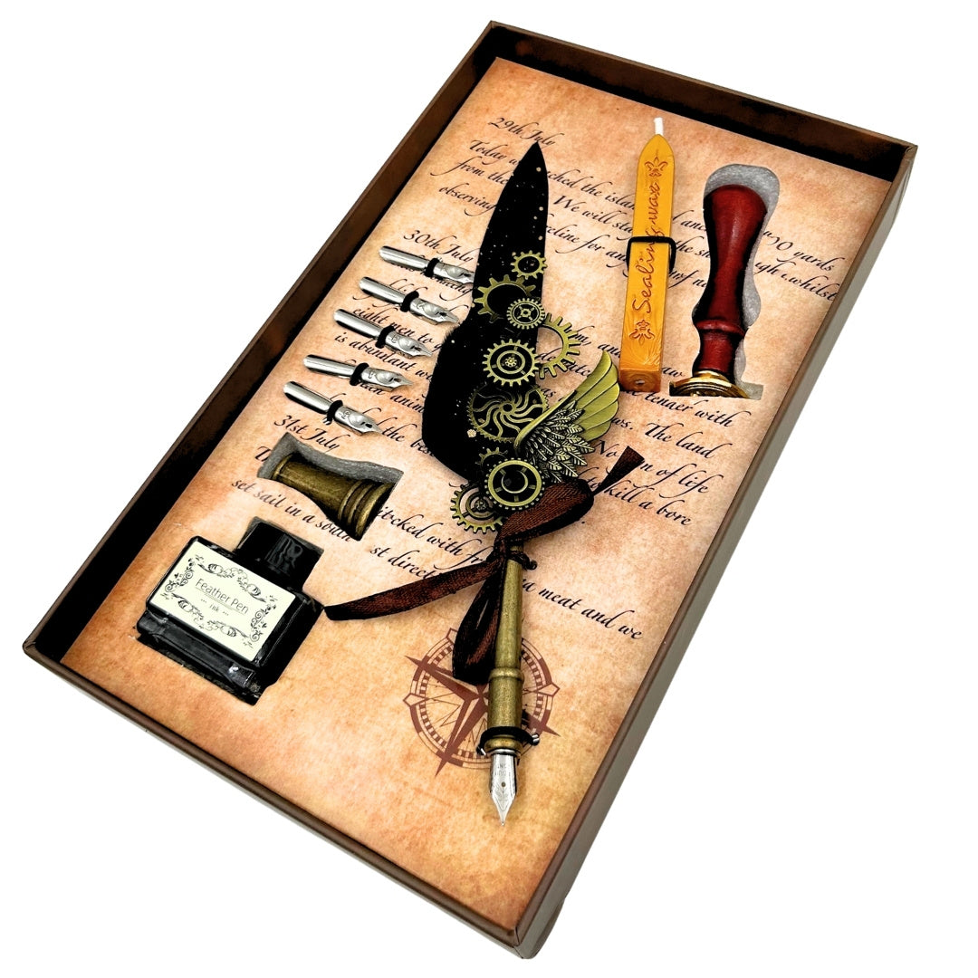 Premium Calligraphy Set Quill Pen - 6 Nibs Seal Pen Stand - EE16