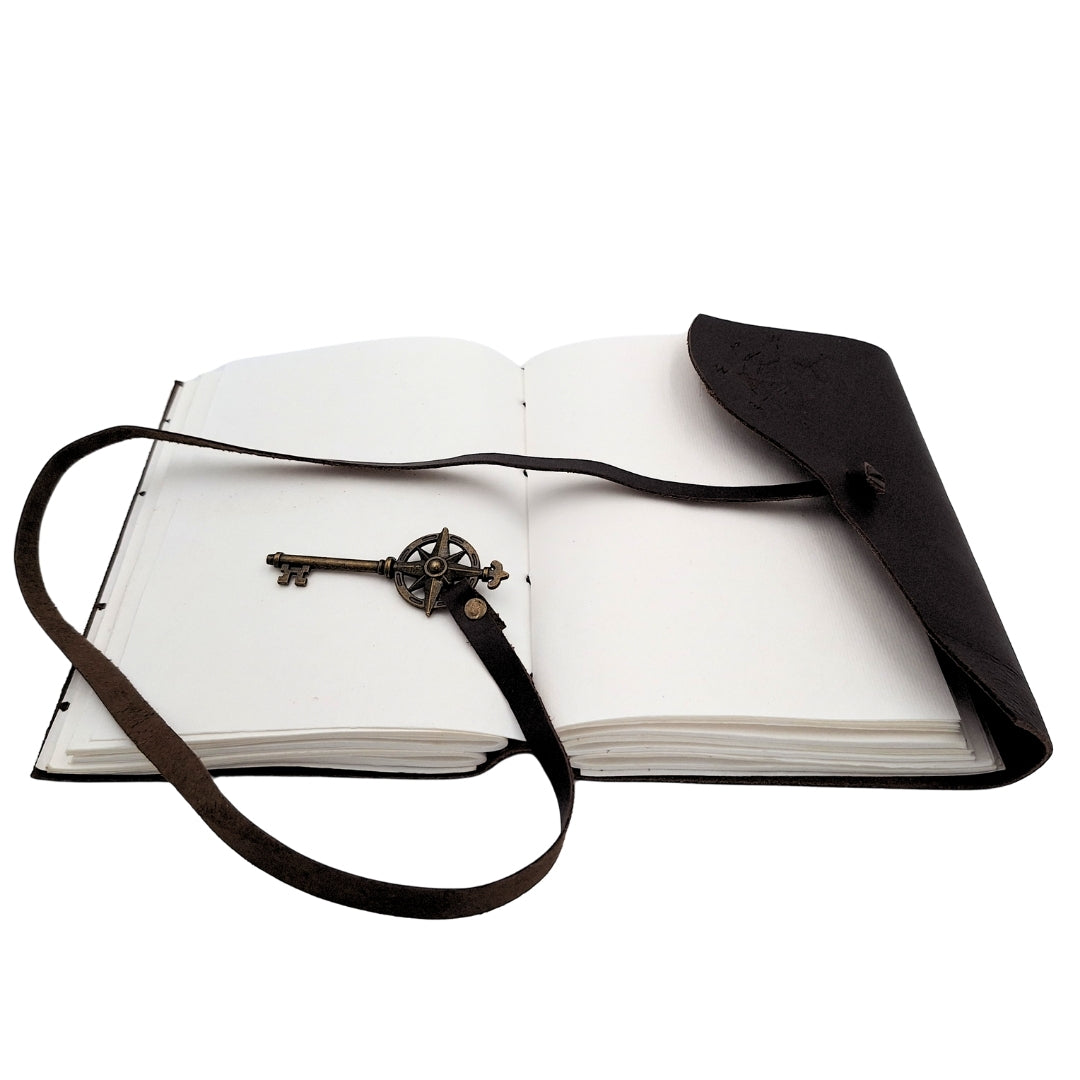 Retro Leather Notebook with Compass Rose 200 Pages - Gift for a Sailor - AH03