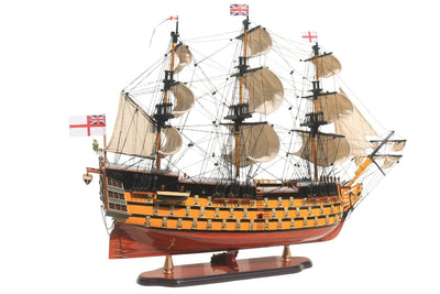 Assembled 80cm HMS Victory sailing ship model with the option of personalization by engraving - Exclusive gift decoration, handmade from exotic wood, high quality and attention to detail
