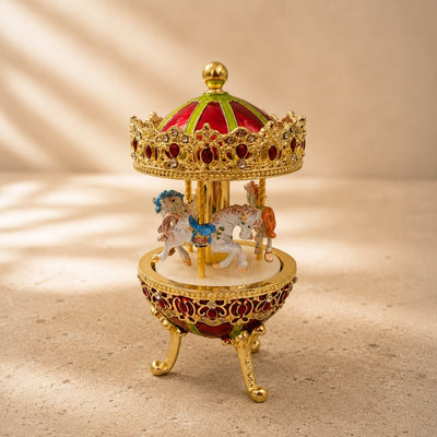 Metal Carousel Music Box - Premium Decoration - Gift for a Girl - MX-014