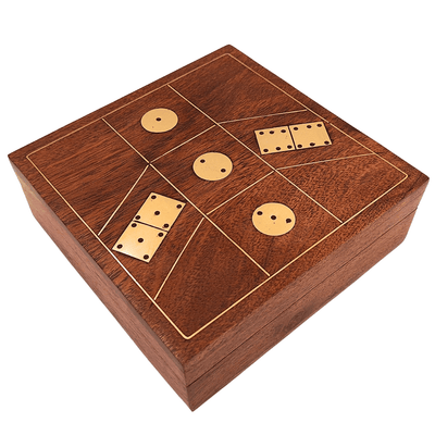 Game Set - Dominoes and Dice in a Wooden Box - DO-002