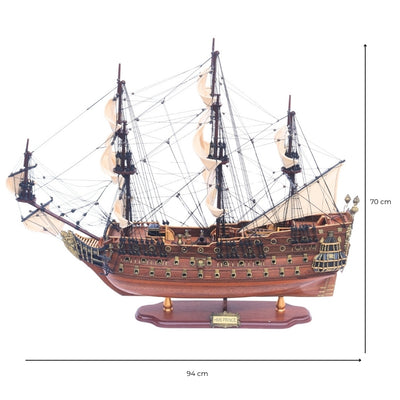 Exclusive Large 94cm HMS Prince warship sailing model with the option of personalization by engraving