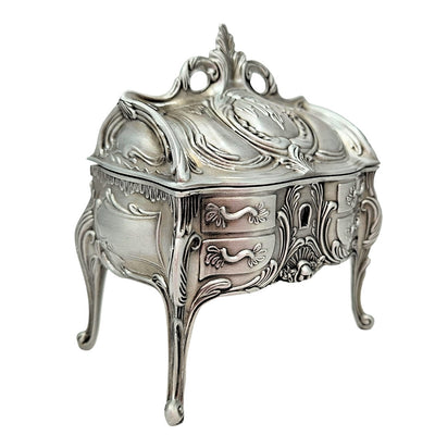 Metal Jewelry Box, Silver, Retro - 2056M