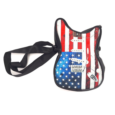 Guitar-Shaped Shoulder Bag – American Flag – Gift for a Musician