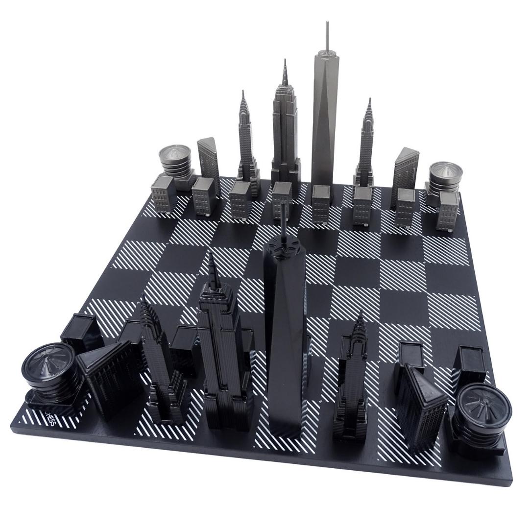 Designer Skyline New York Chess Set in Stainless Steel – NY