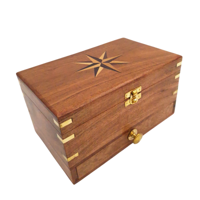 Large Wooden Jewelry Box – Organizer with Mirror - DNU-022