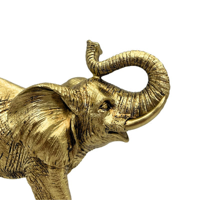 Gold Elephant with Raised Trunk – Little Elephant Decorative Figurine - 141FJZ
